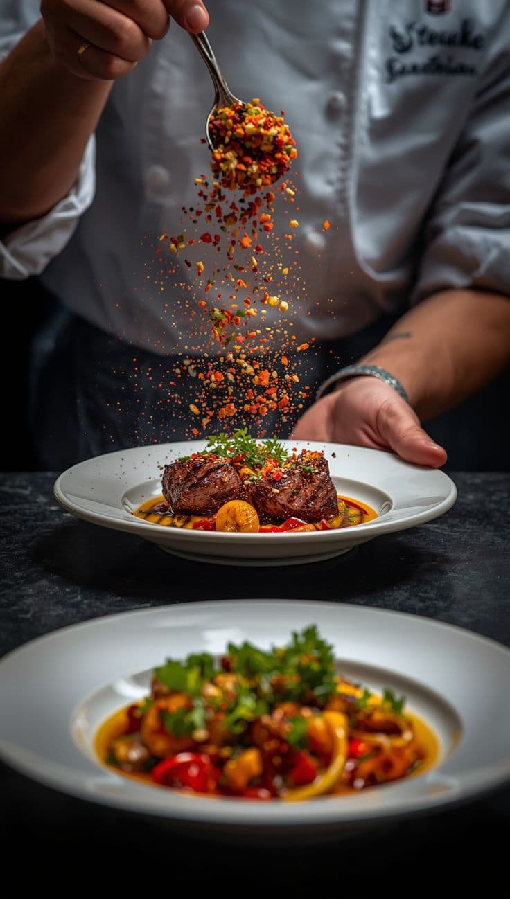 A Cook In Pot chef finishing a plate in the kitchen
